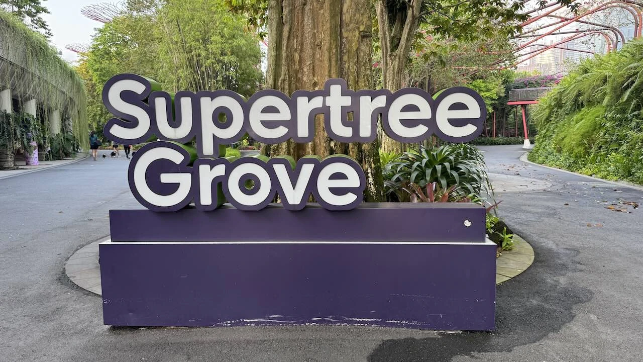 Eingang, hier in großen Buchstaben "Supertree Grove"